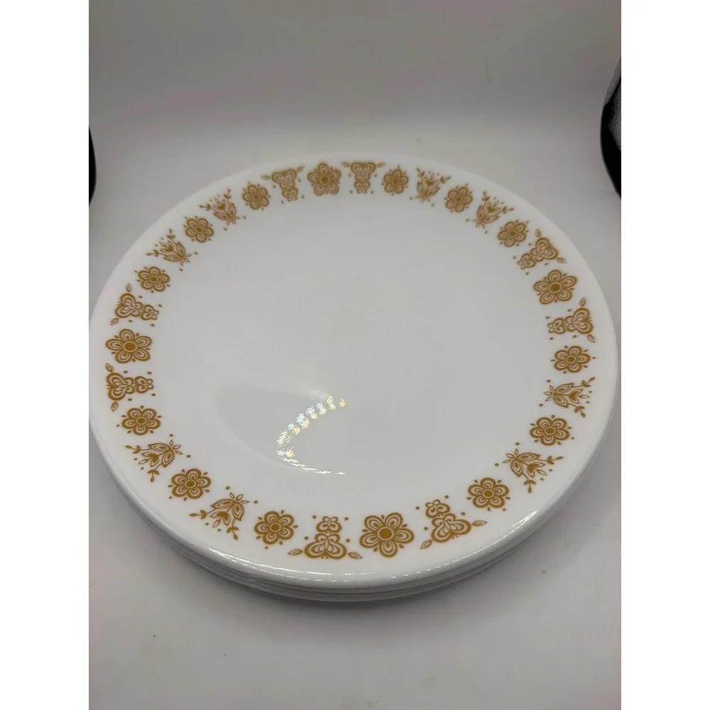 4 Corelle Butterfly Gold lunch salad plates 8-1/2